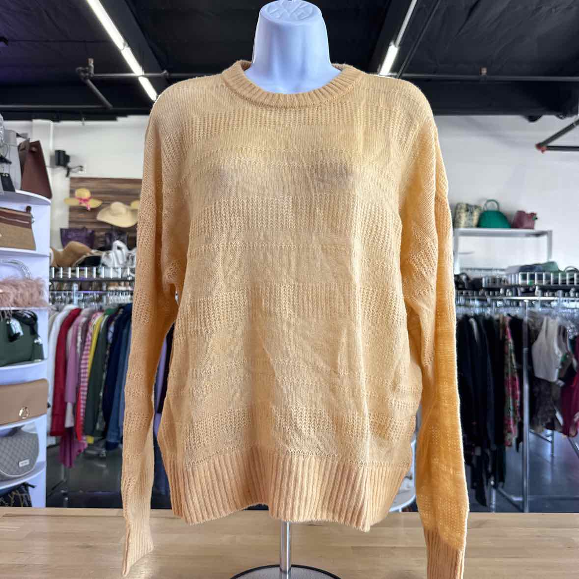 Frank and Oak Women's Openknit Stripe Crewneck Long-Sleeve Sweater