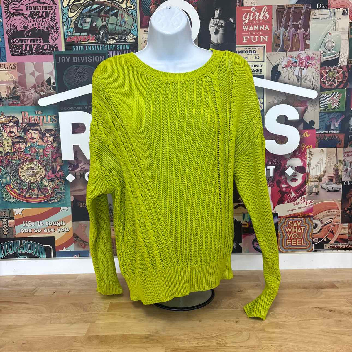 Lauren Ralph Lauren Women's Pointelle-Knit Cotton Crewneck Sweater - Lime Chartr