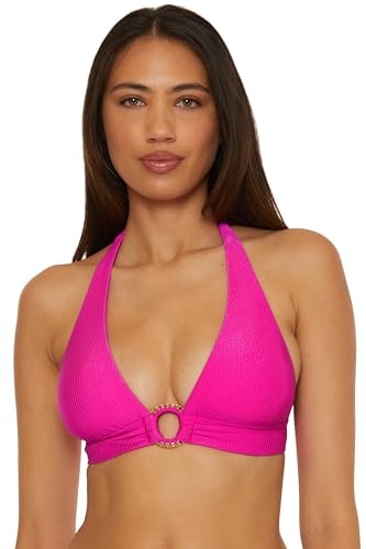 becca Size M Virtue Monte Carlo Mira Rib Halter Bikini Top