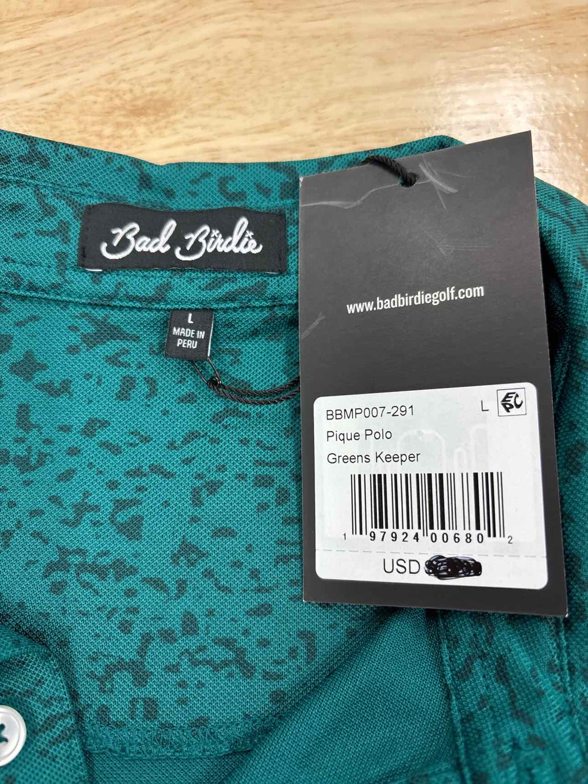Bad Birdie Size L Green MENS Polo