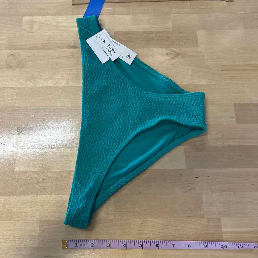Hurley Size L Green Ribbed New Swimsuit Bottom