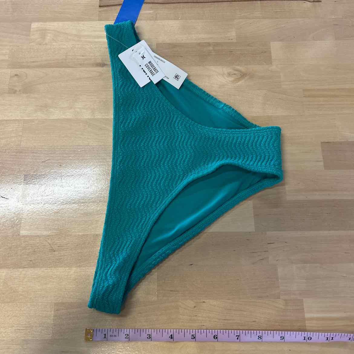 Hurley Size L Green Ribbed New Swimsuit Bottom