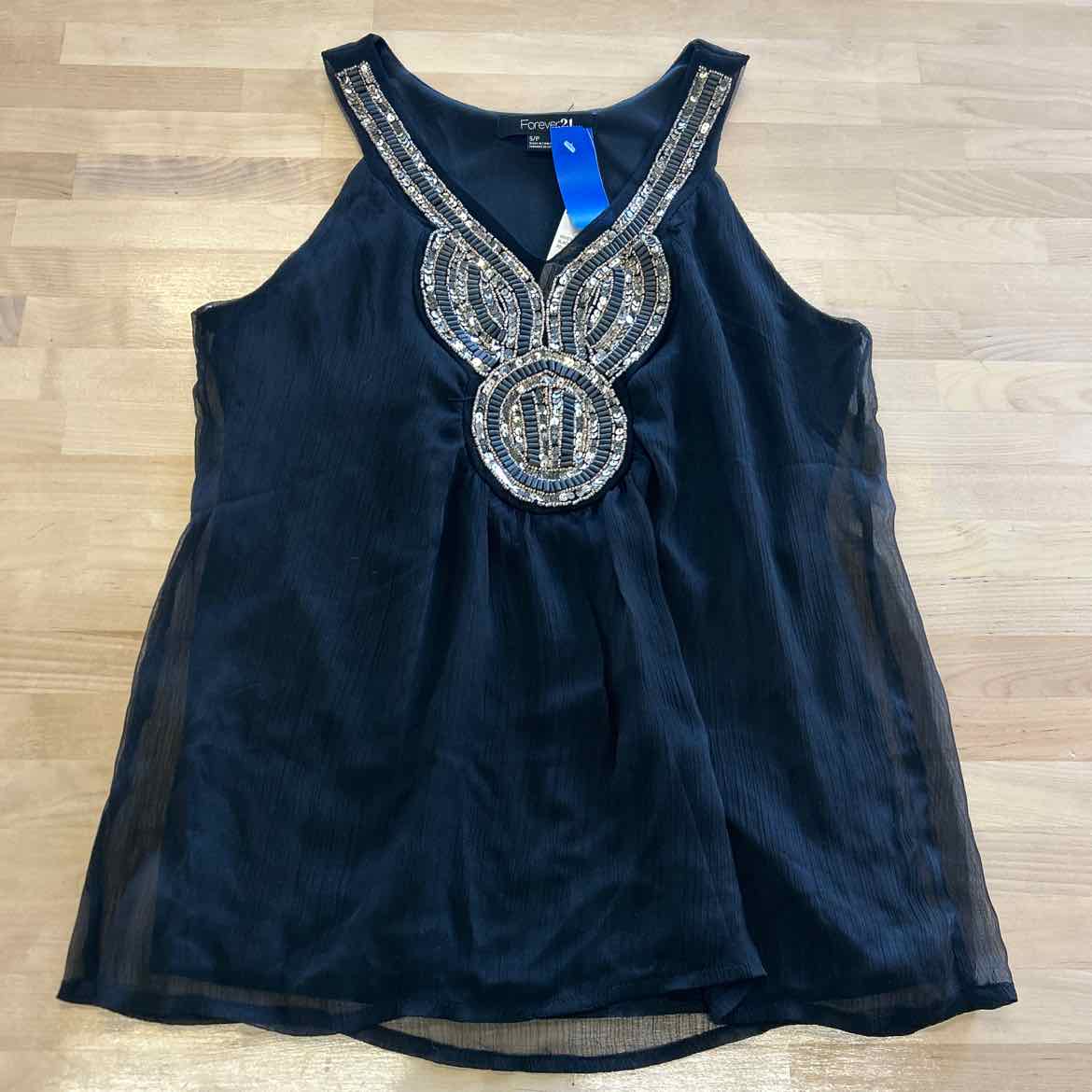Forever 21 Size S Black Beaded Tank