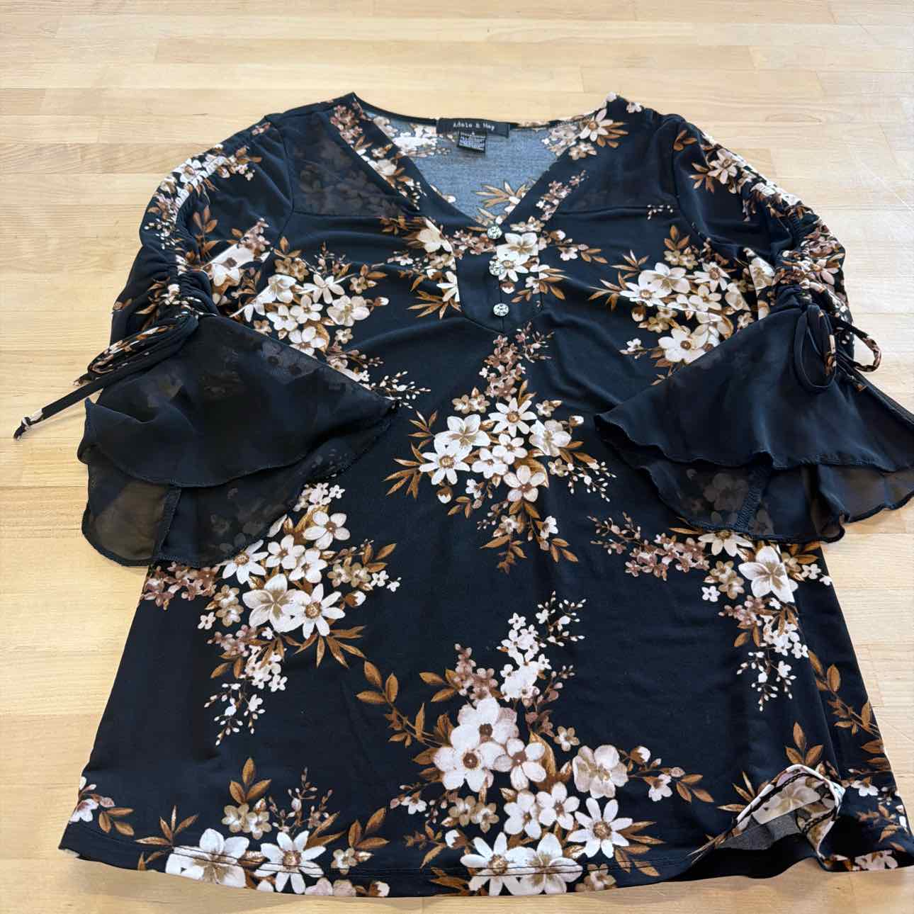 Adele and May Size S Black Polyester Spandex Preloved Blouse