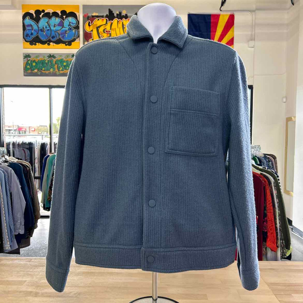 Mode of One Men's Long-Sleeve Knit Trucker Jacket - Blue Asphalt