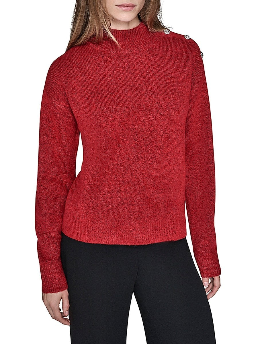 Karl Lagerfeld Paris Women's Ribbed Mock Turtleneck Sweater