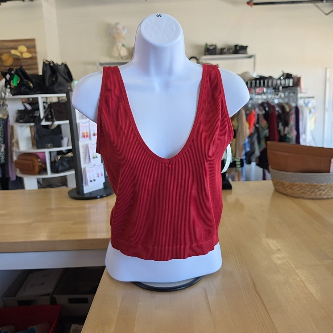 Colsie Size XL Red Ribbed Preloved Tank