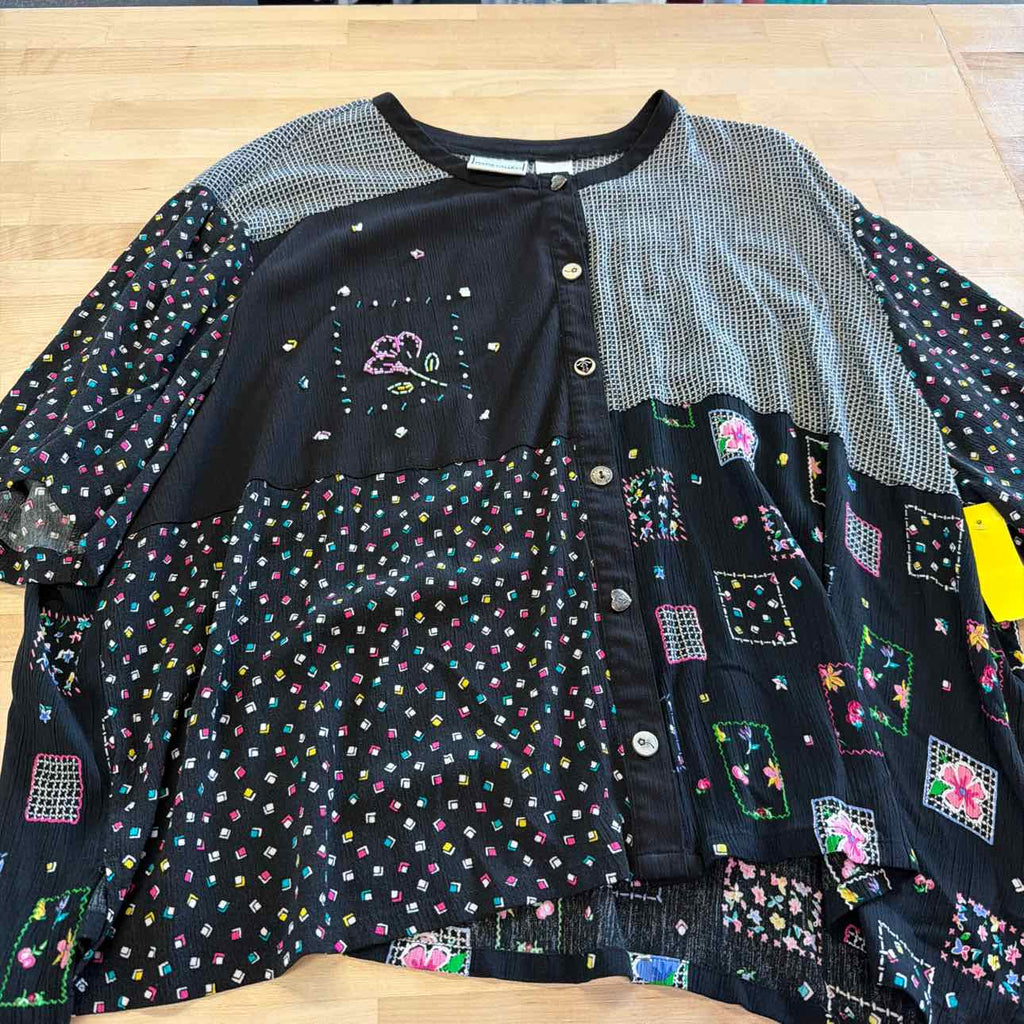 Napa Valley Size 3X Black/White Beaded Blouse