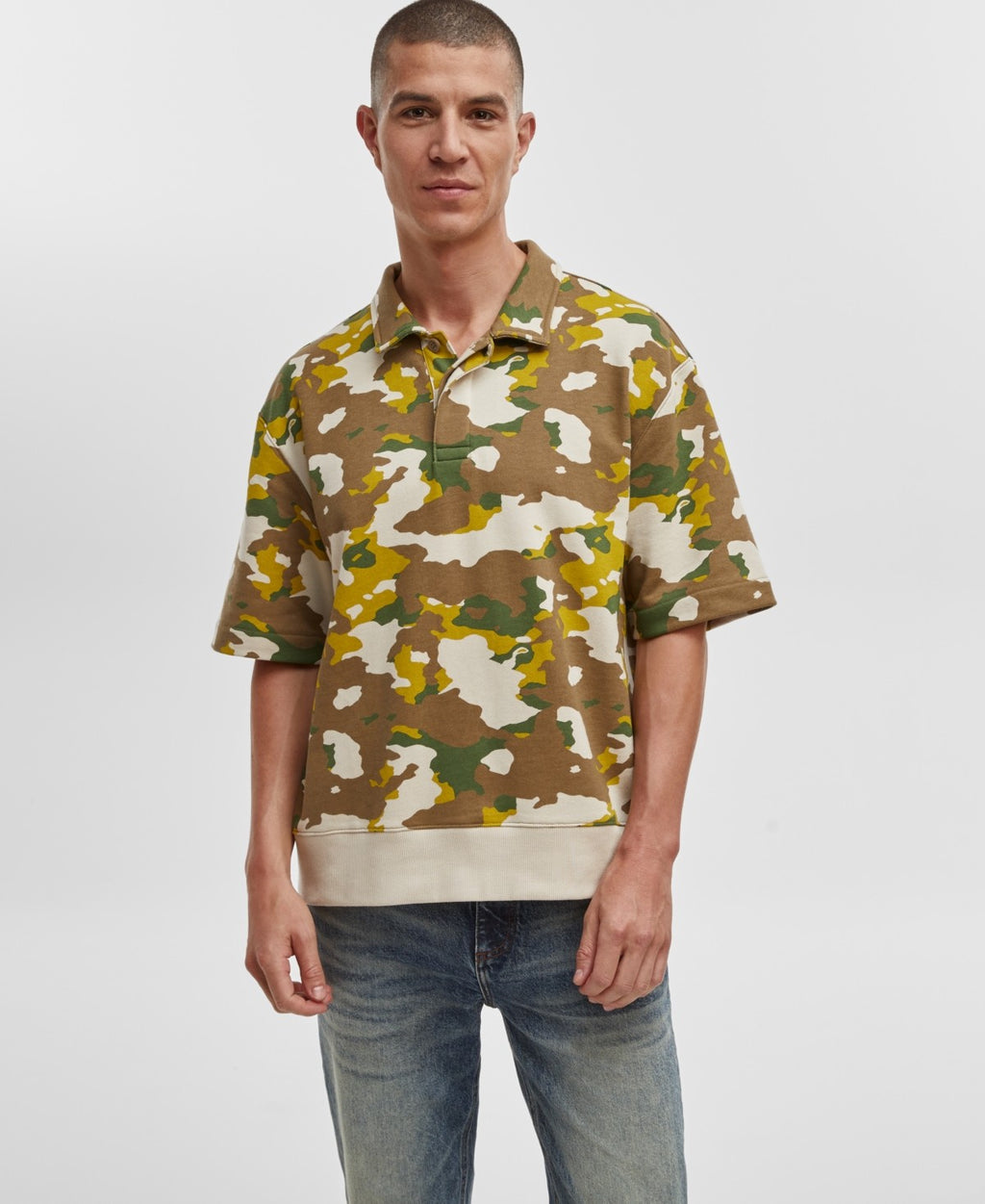 Mode of One Men's Relaxed-Fit French Terry Polo