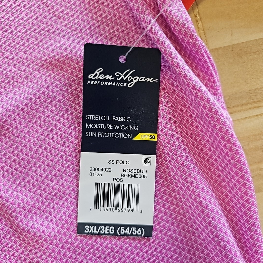 Ben Hogan Size 3XL Birdseye Geometric Print Jacquard Golf Polo Shirt