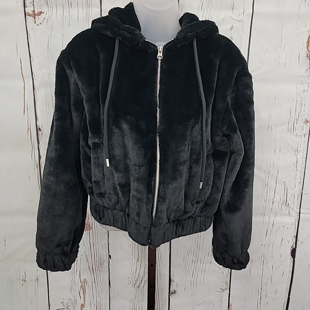 Planet Heart Size XS Faux-Fur Cozy Zip-Front Jacket - Black NWT