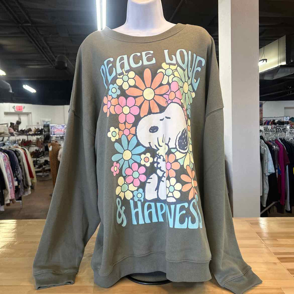 Peanuts Size 1X Green New Sweatshirt