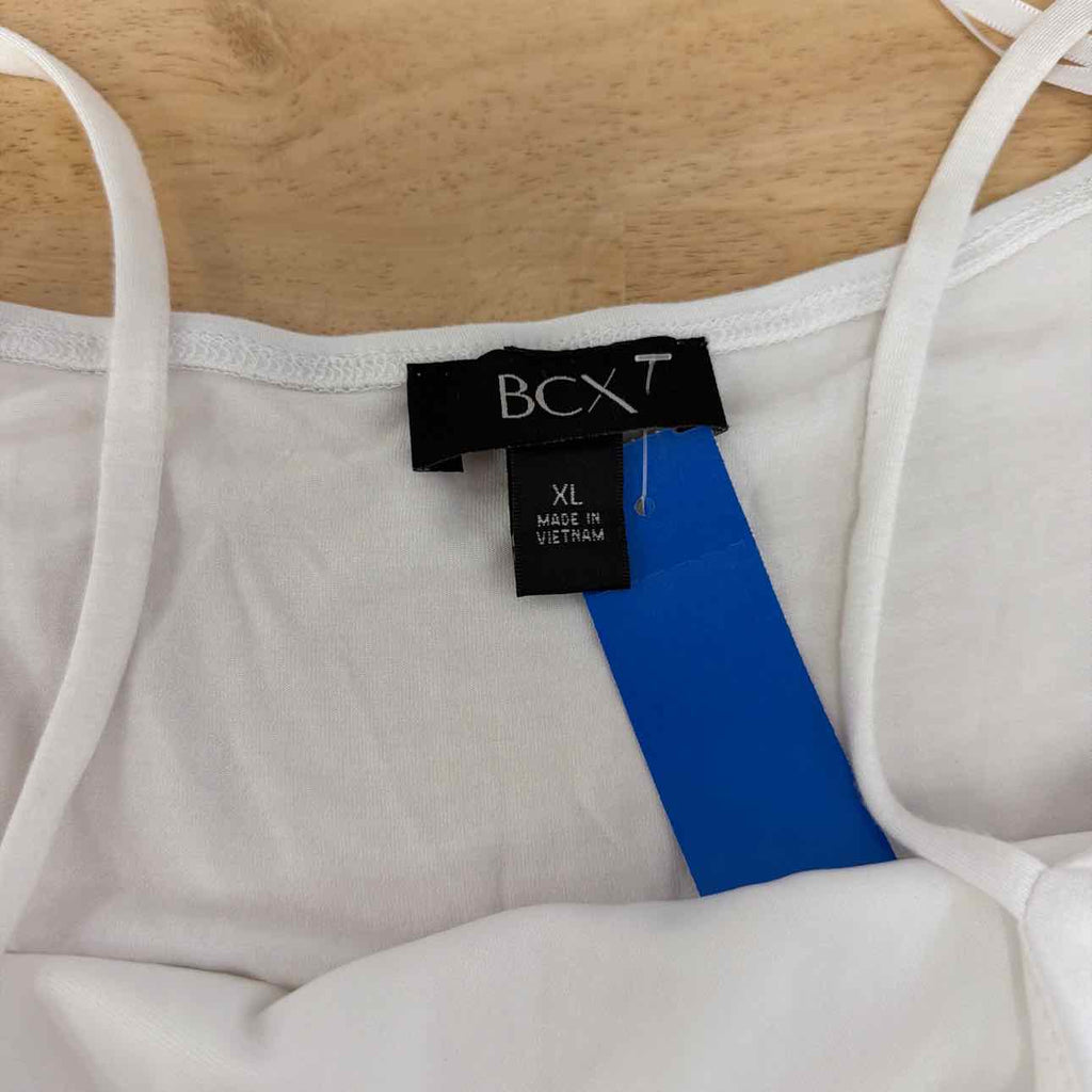 BCX Size XL Solid Poplin Bubble-Peplum Square-Neck Top