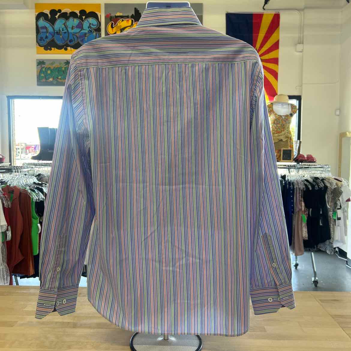 Bugatchi Size M Blue Preloved MENS Button Down Shirt