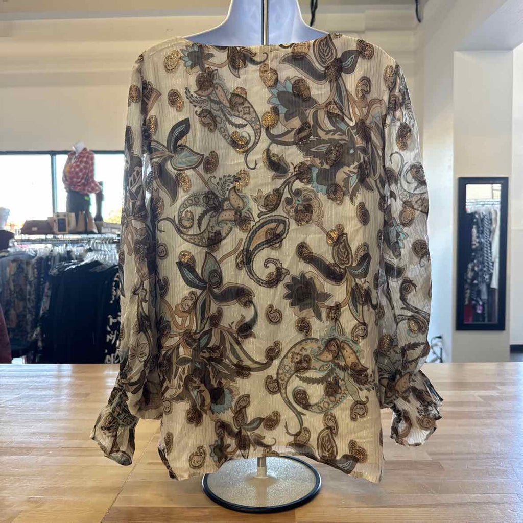 Vince Camuto Size L Brown Blouse