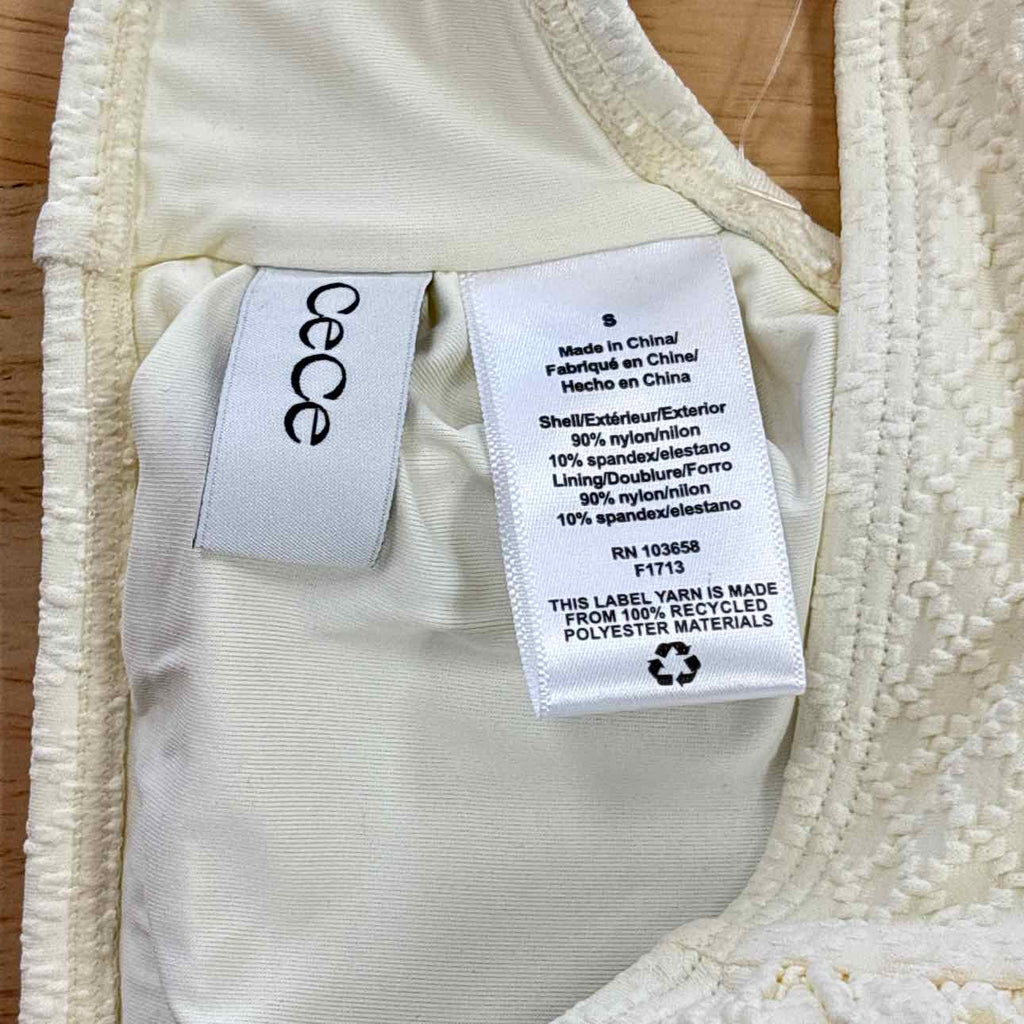 CeCe Size S La Vie a La Mer Textured Button-Front Bikini Top
