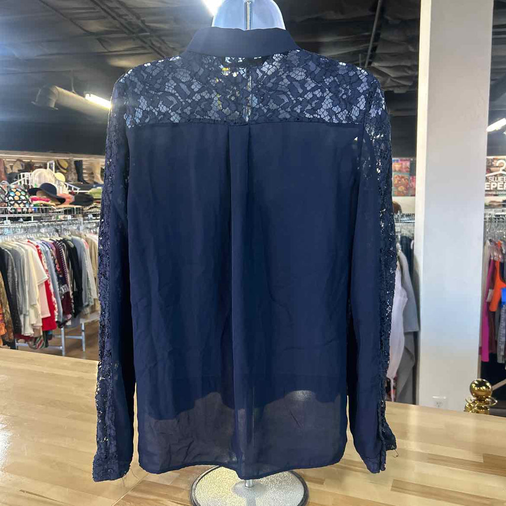zara Size M Navy Preloved Button Down LS