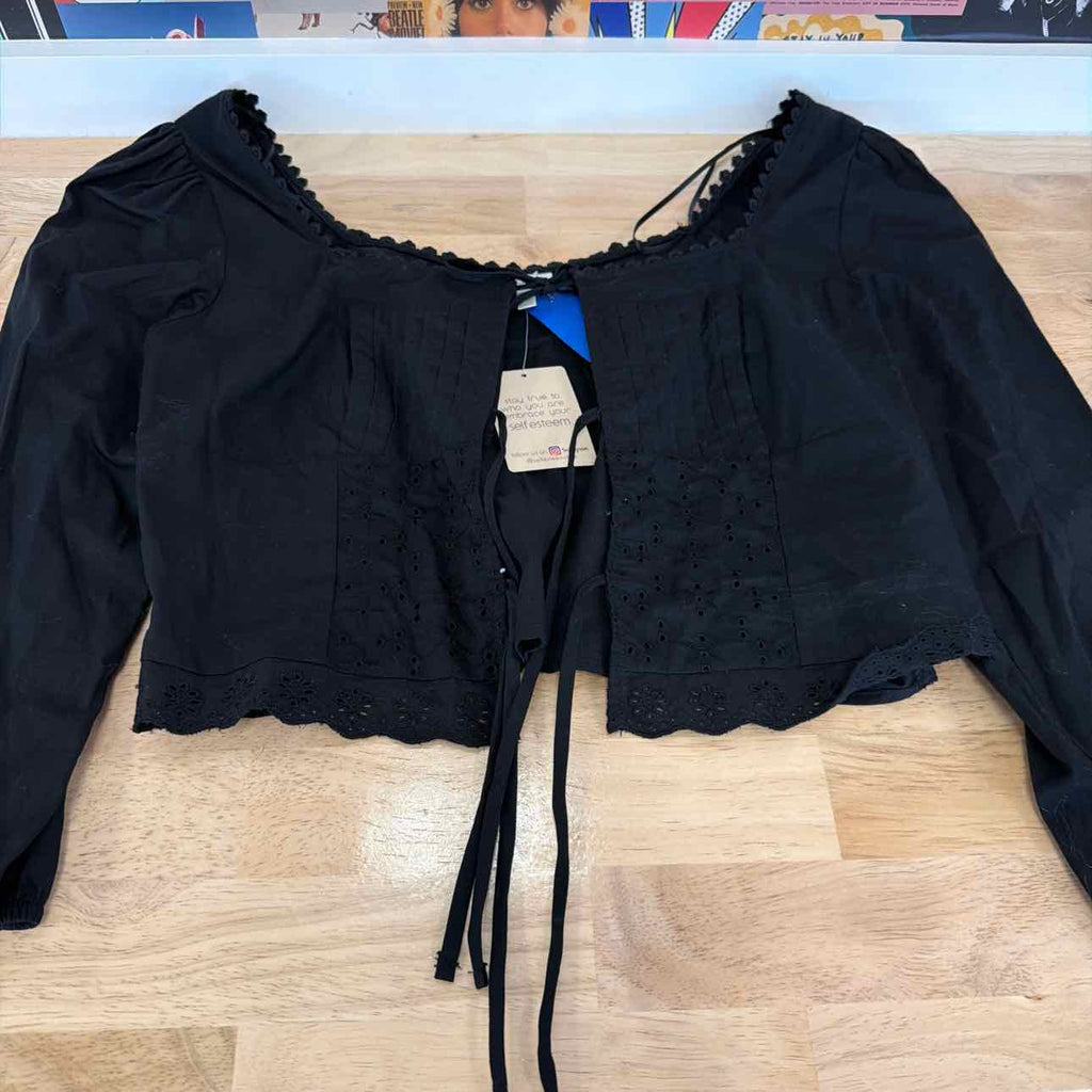 Self E Size M Tie-Front Eyelet Top