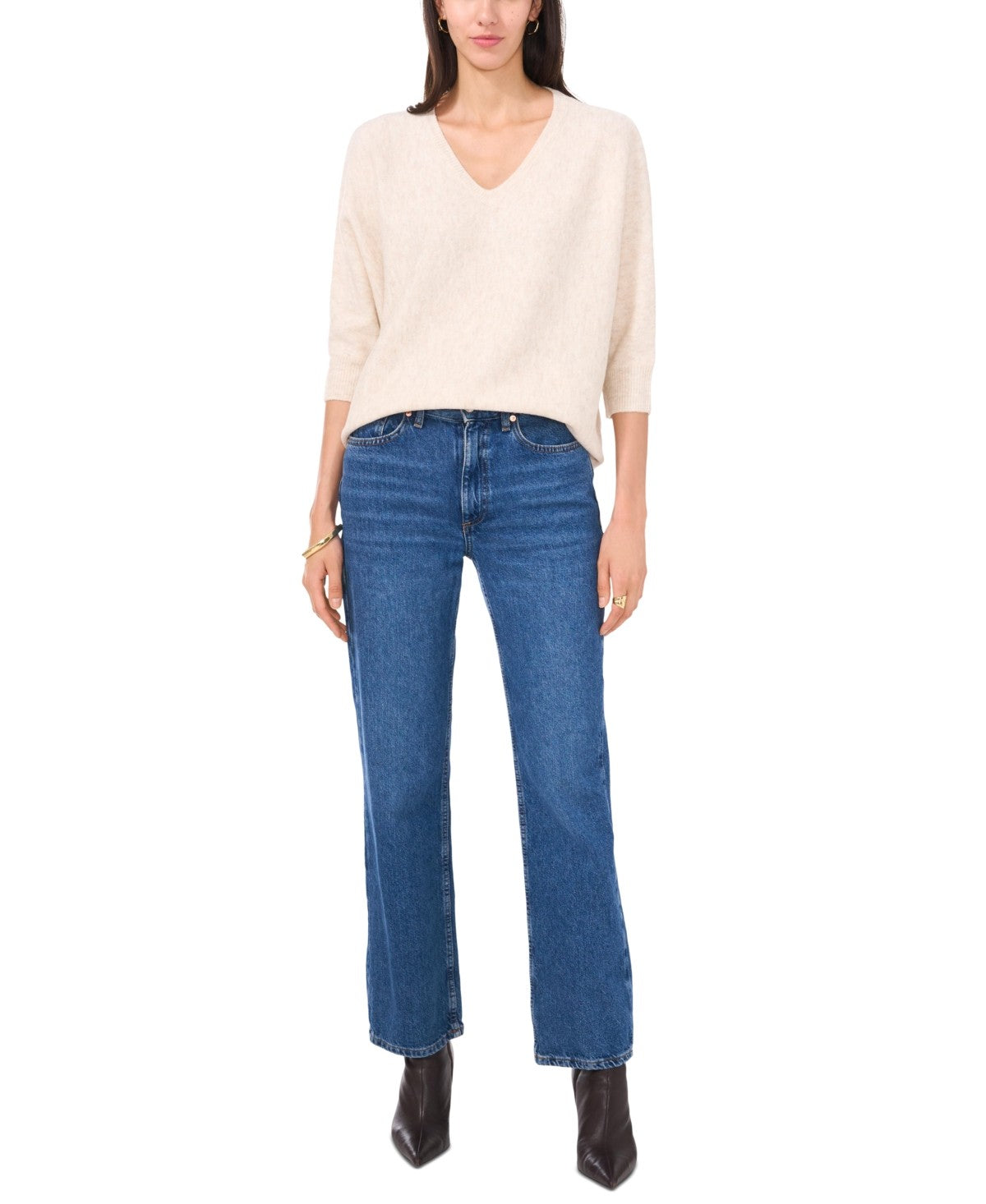 Vince Camuto Women's V-Neck Dolman-Sleeve Sweater - Malted