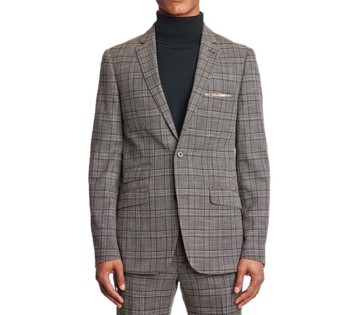 Paisley & Gray Men's Dover Slim-Fit Stretch Check Suit Jacket - Tan Forest