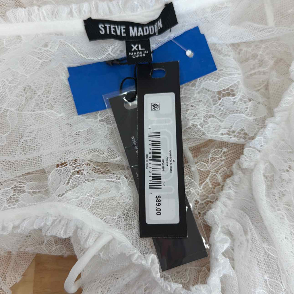 Steve Madden Size XL Hampton Sheer Ruffle Lace Blouse