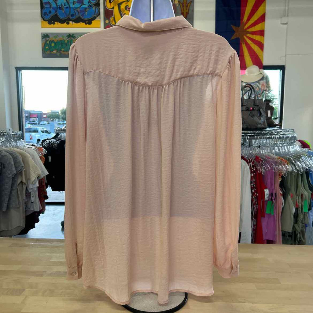 H&M Size 14 Pink Silk Preloved Button Down LS