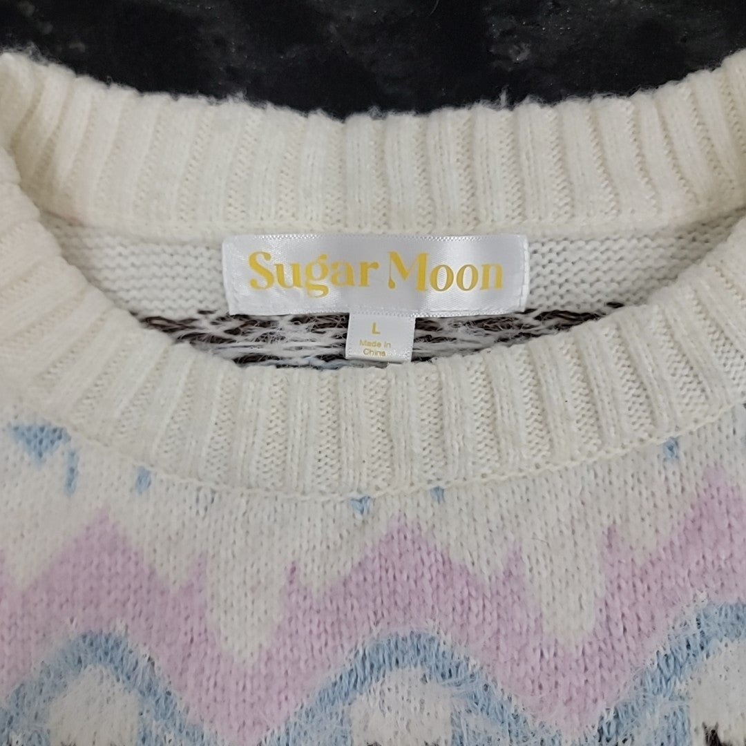Sugar Moon Size L Nyc Alliance Fair Isle Sweater - Ivory NWT