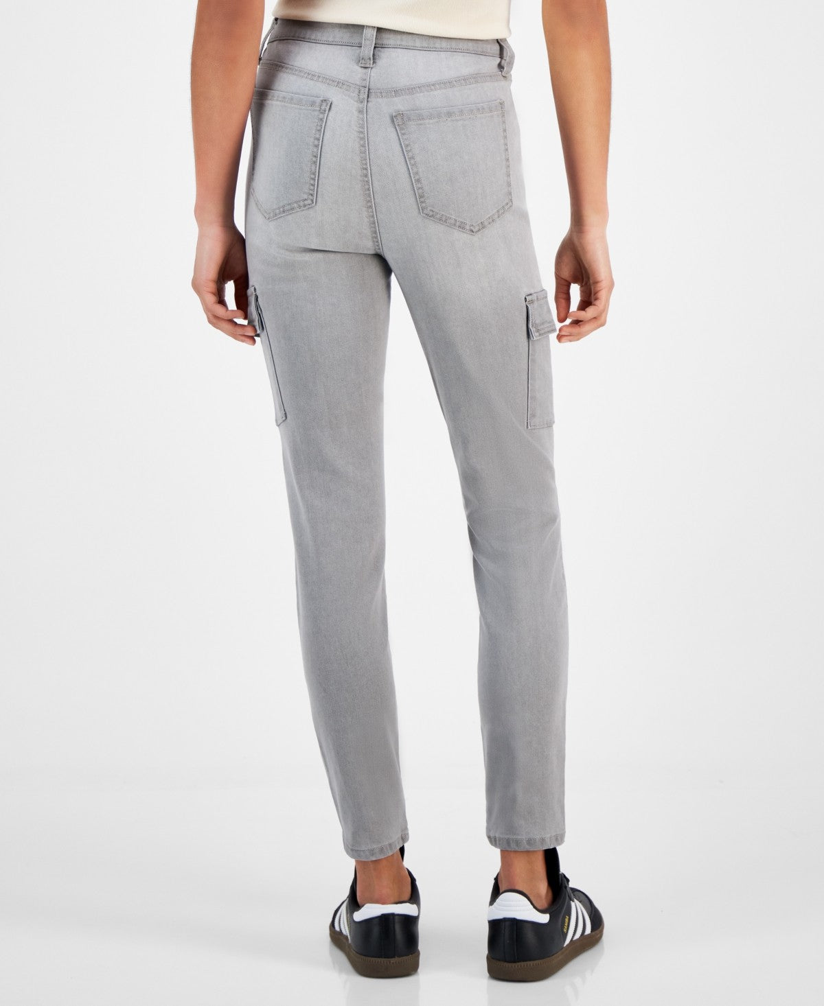 Celebrity Pink Juniors' Mid-Rise Cargo Skinny Jeans - Grey