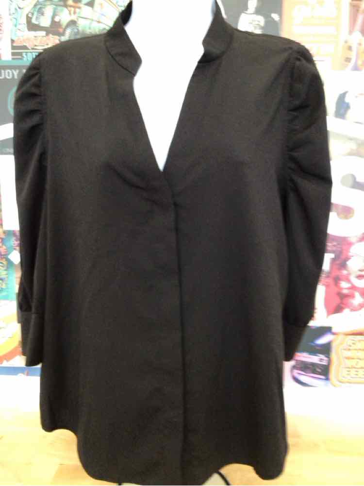 White House Black Market Size 10 Black Preloved Blouse LS