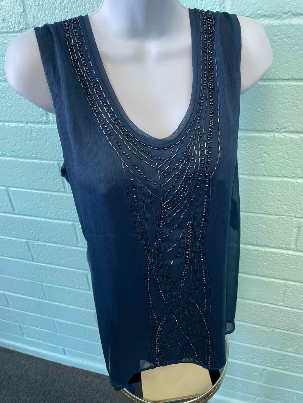 Coldwater Creek Size M Dark BLue Blouse