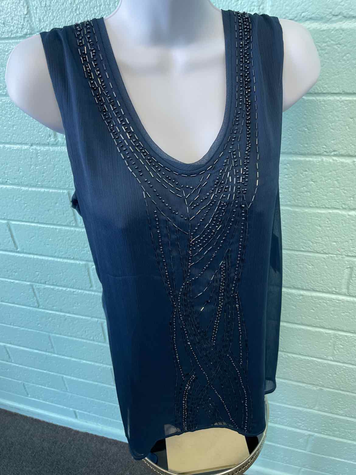 Coldwater Creek Size M Dark BLue Blouse