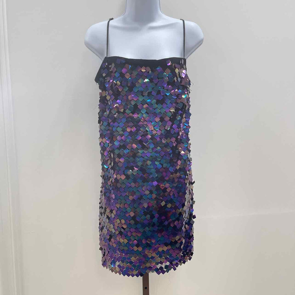 astr Size XL Porsche Sleeveless Sequin Mini Dress - Purple Multi