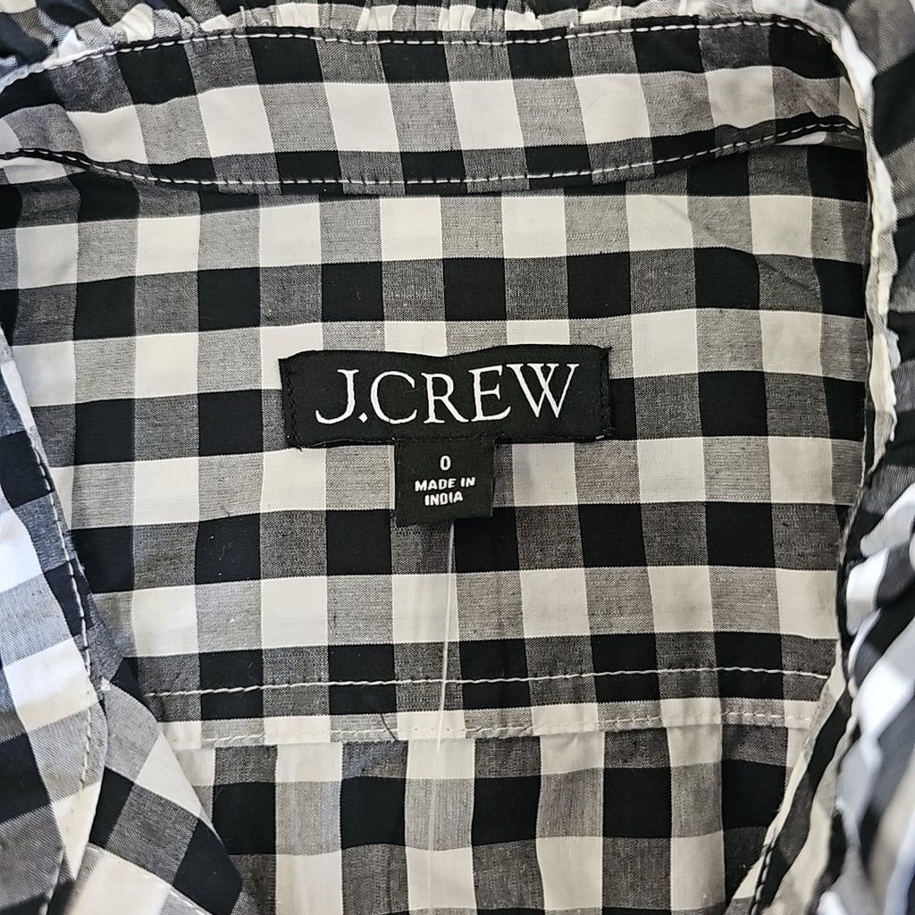 J Crew Size 0 BLACK & WHITE Button Down Shirt