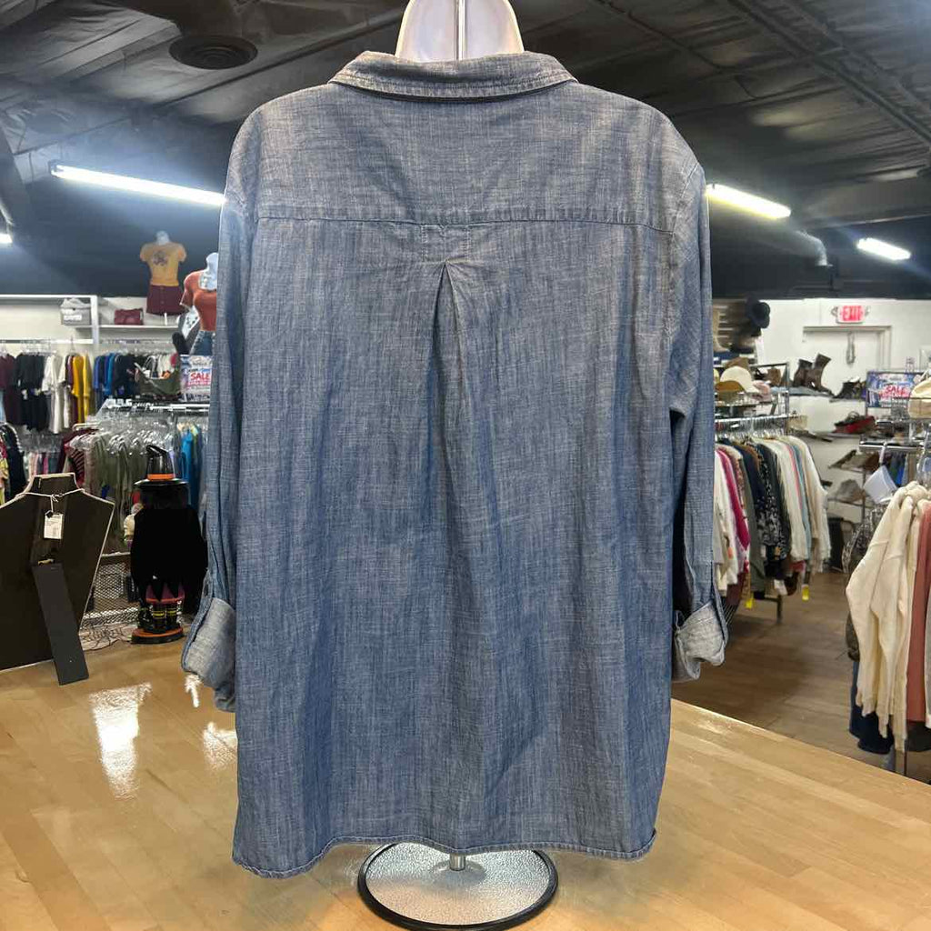 Tommy Hilfiger Size XXL Blue Denim Preloved Blouse SS