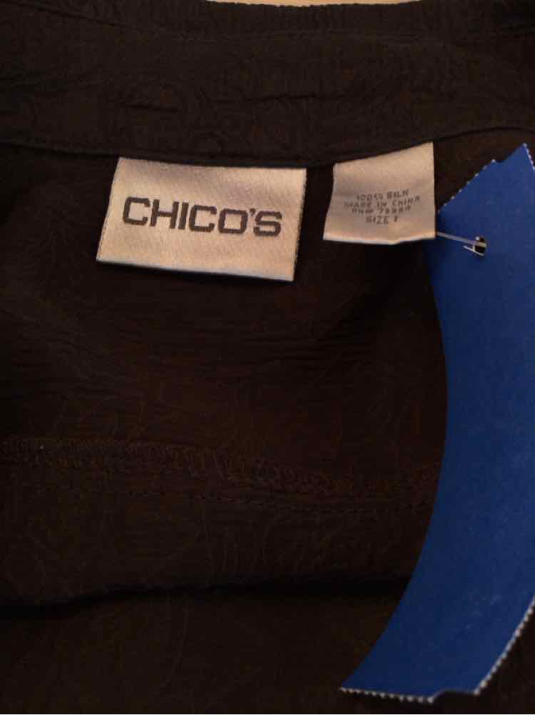 Chico's Size 1 Brown Silk Preloved Blouse LS