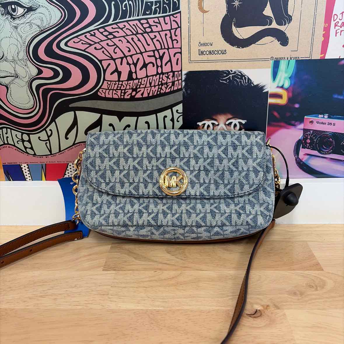 Michael Kors Nolita Small Logo Jacquard Denim Crossbody Bag