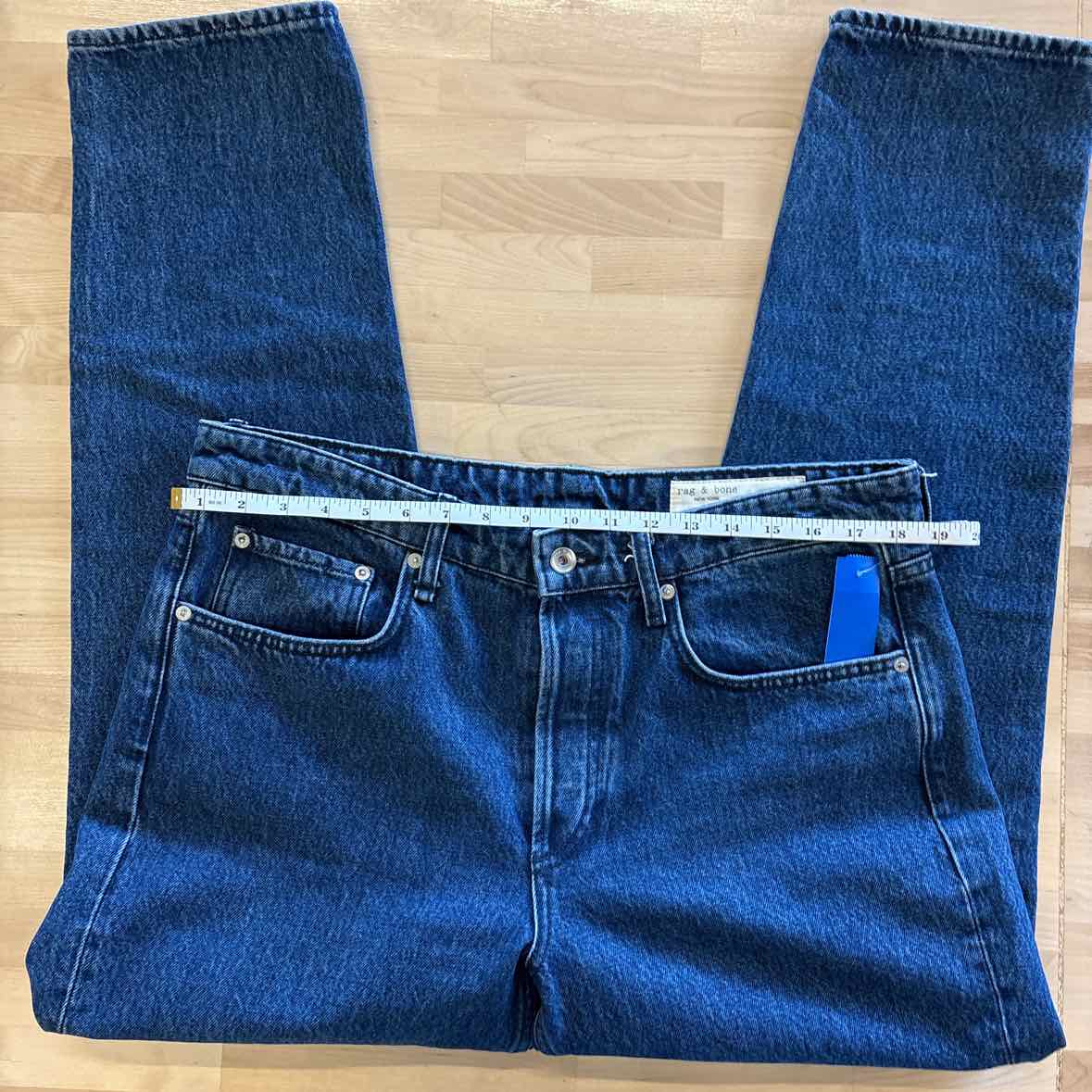 Rag & Bone Size 12 / 31 Dark BLue Rosa Mid-Rise Boyfriend Jeans