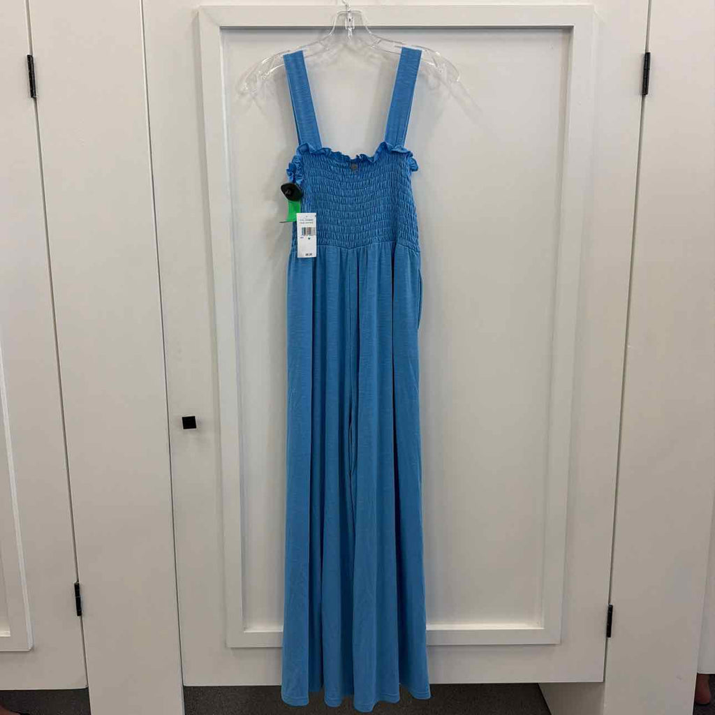 Roxy Just Passing by Smocked Jumpsuit - Azure Blue