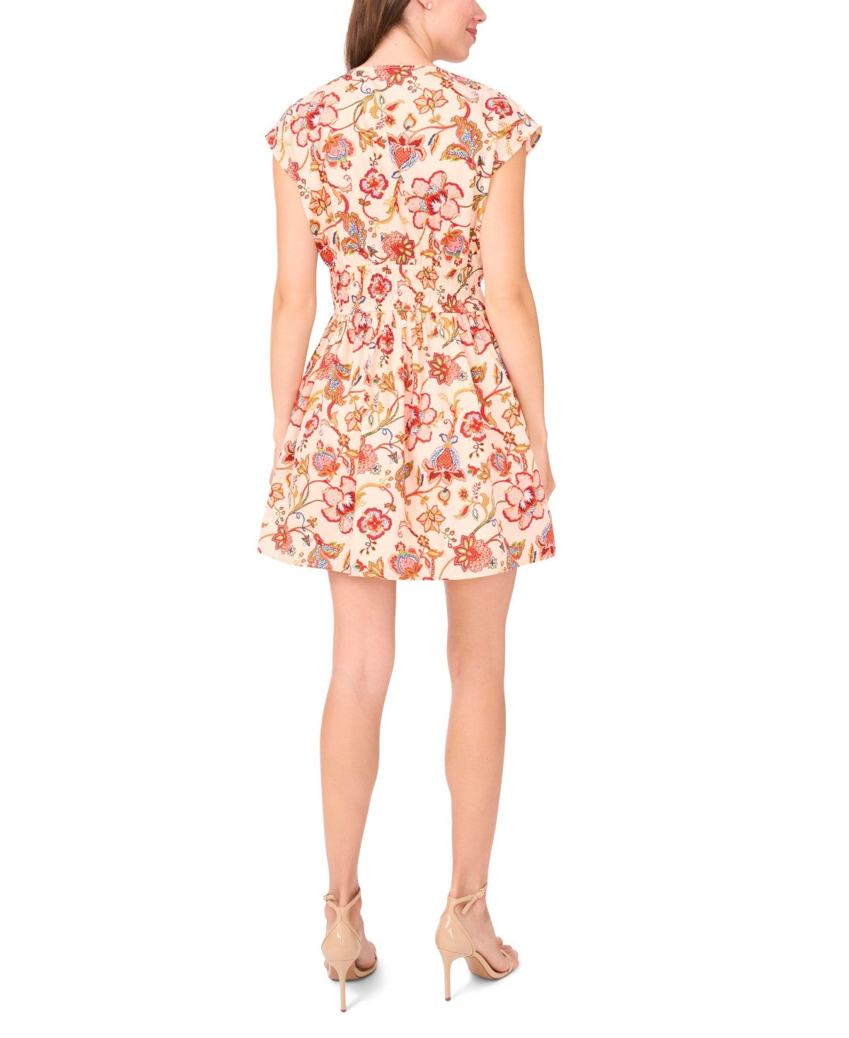 CeCe Women's Cotton Short-Sleeve V-Neck Dress - Poppy Red