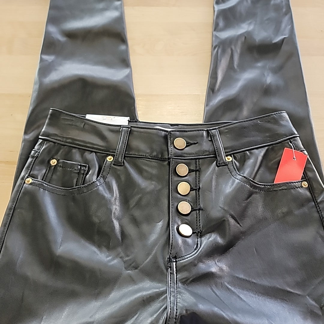TINSELTOWN Size 3 Black Faux Leather Hi Rise Skinny Pants NWT