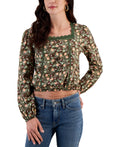 Self E Size L Green Print Knit Top NWT