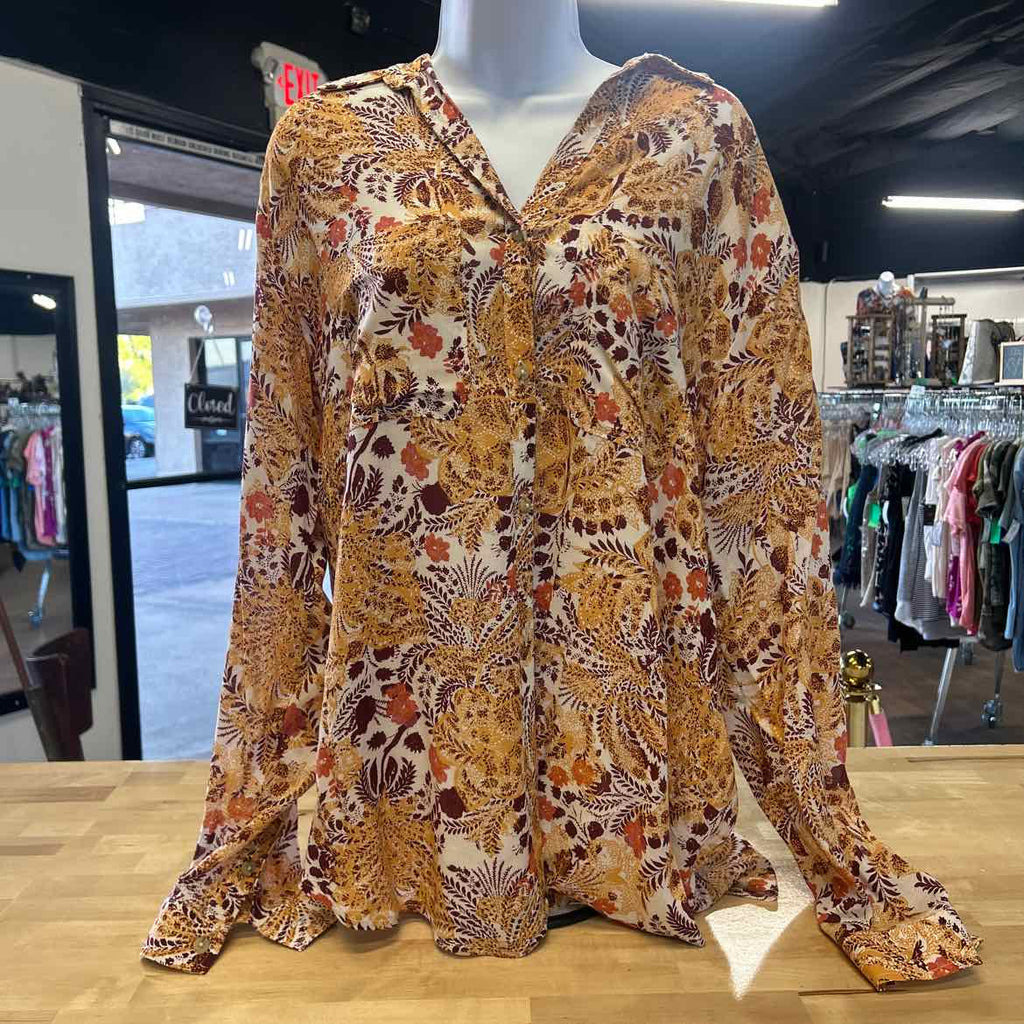 Pilcro Size XL Yellow Beige Preloved Button Down LS