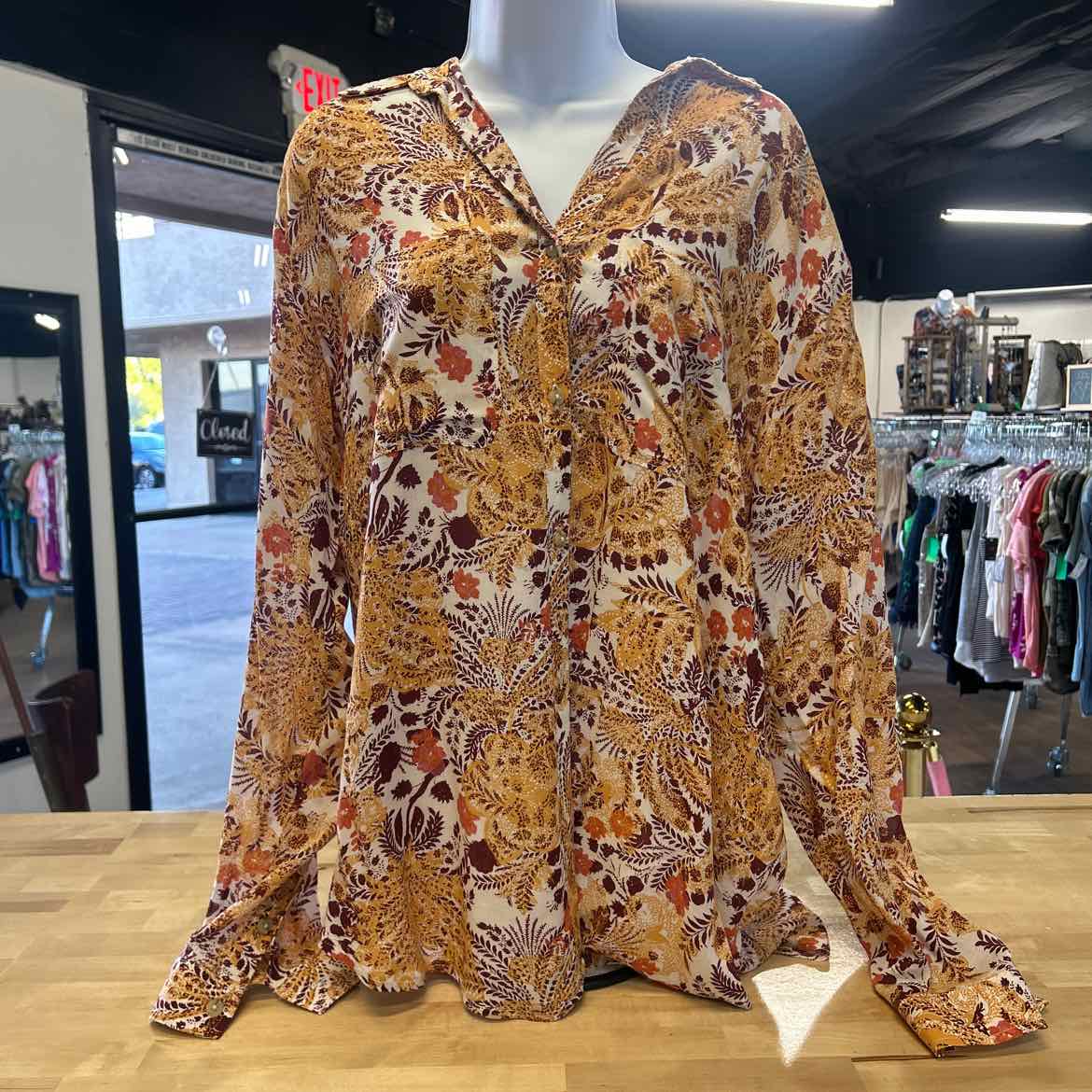 Pilcro Size XL Yellow Beige Preloved Button Down LS