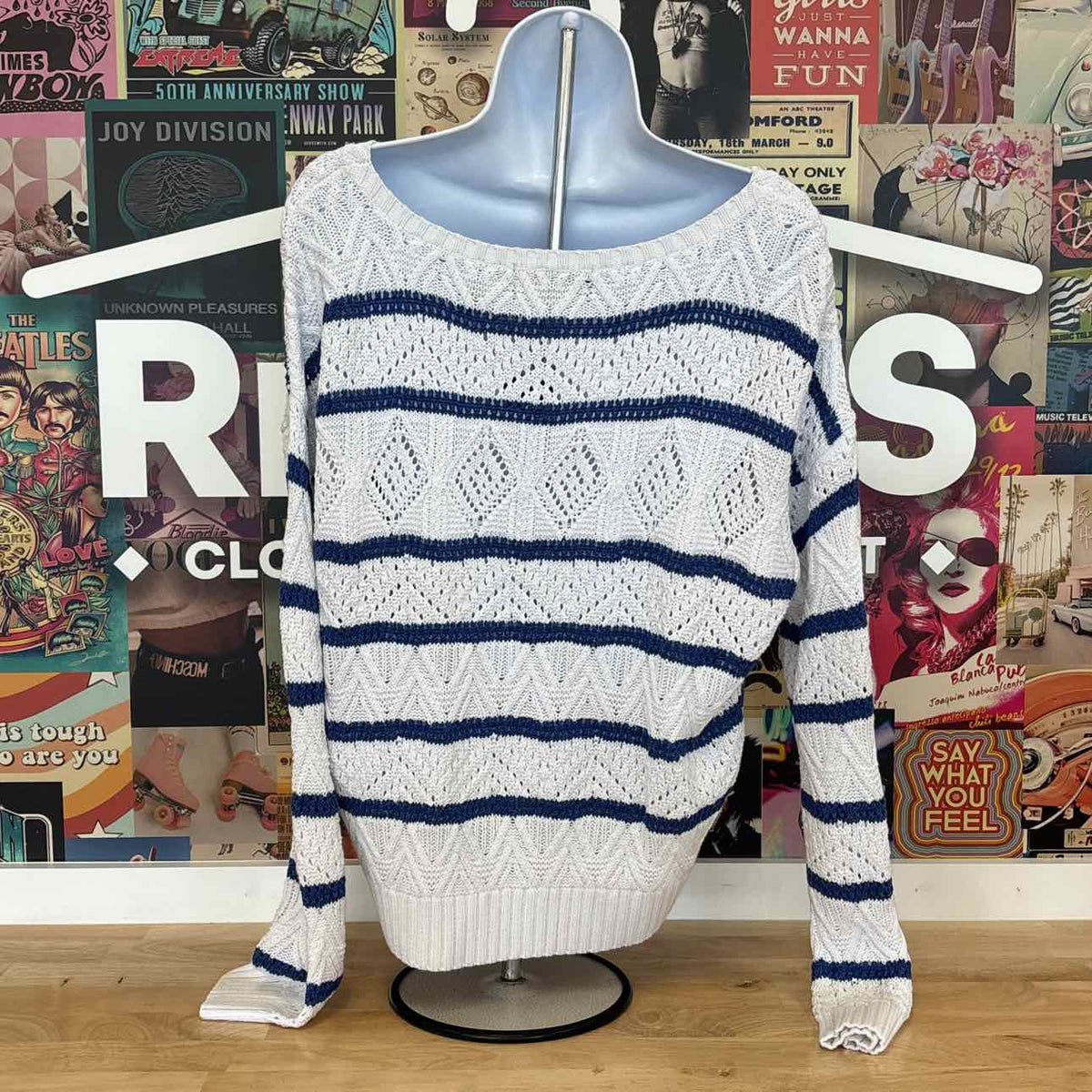 Lauren Ralph Lauren Women's Striped Pointelle Cotton-Blend Sweater