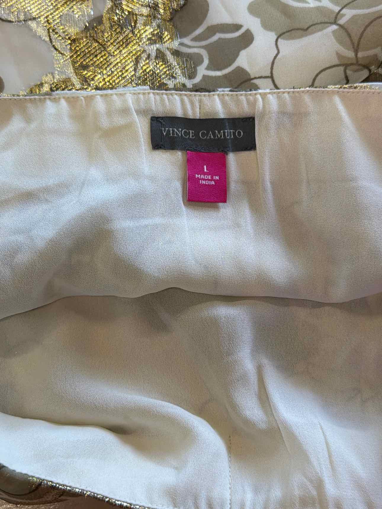 Vince Camuto Size L White & Gold Skirt