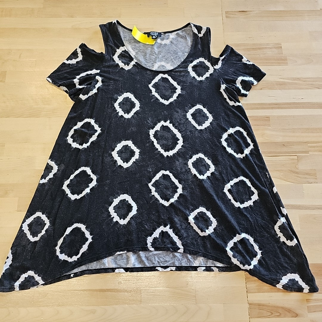 Jones Size L Gray & White Blouse