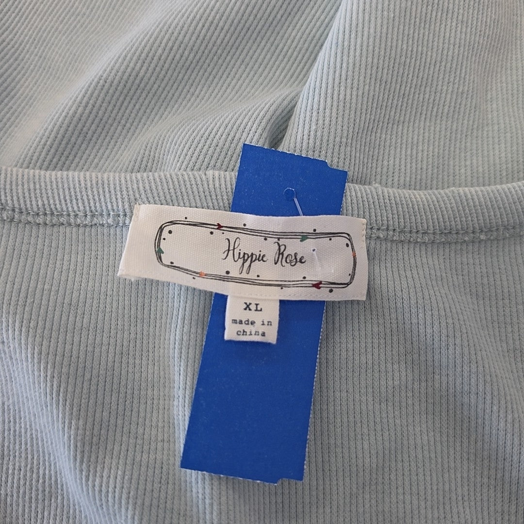 hippie rose Size XL Blue Ribbed New T-Shirt SS