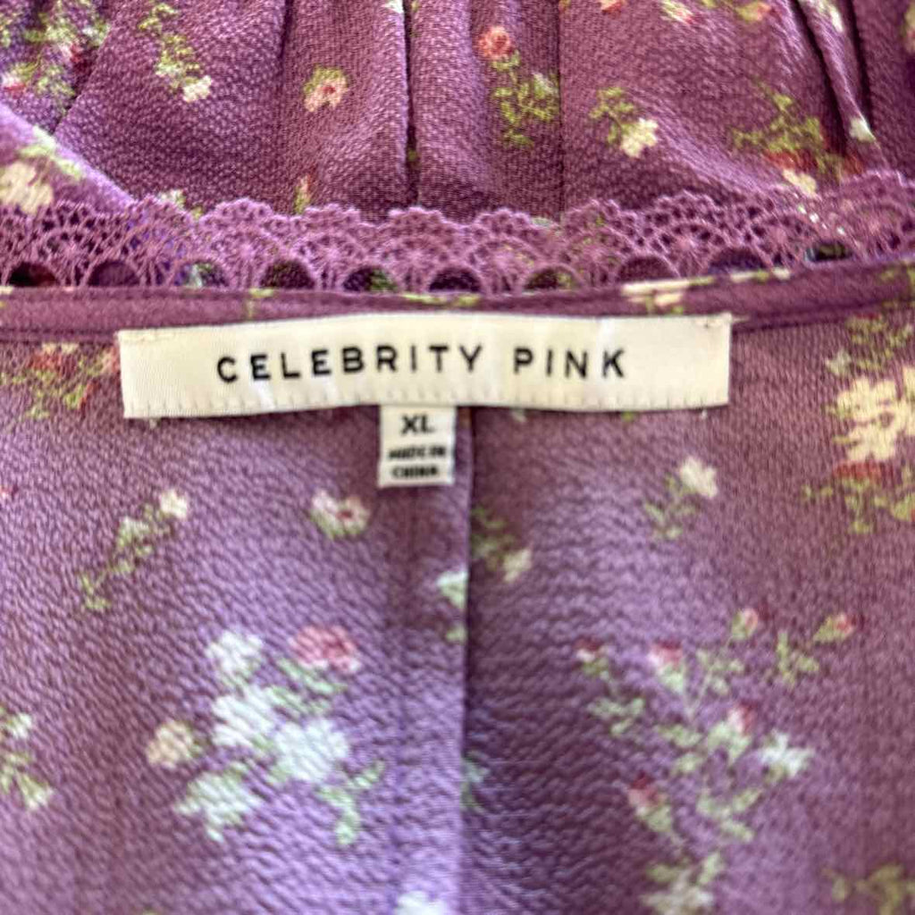 Celebrity Pink Juniors' V-Neck Printed Peplum Long Sleeve Top