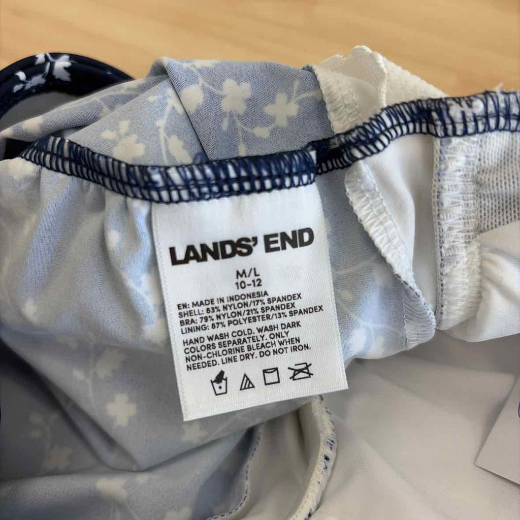 Lands End Size M/L Blue & White New Swimsuit