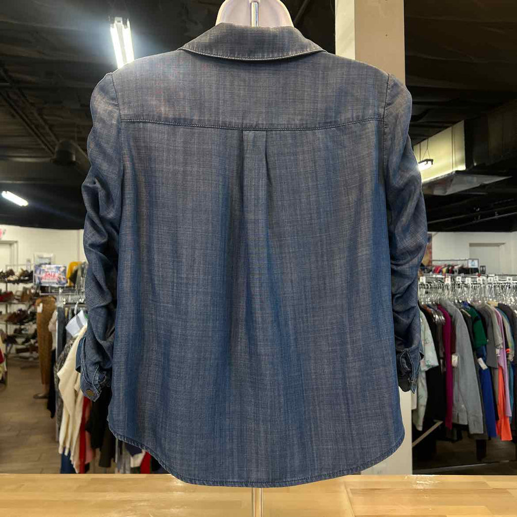 White House Black Market Size 0 Denim Preloved Blouse LS